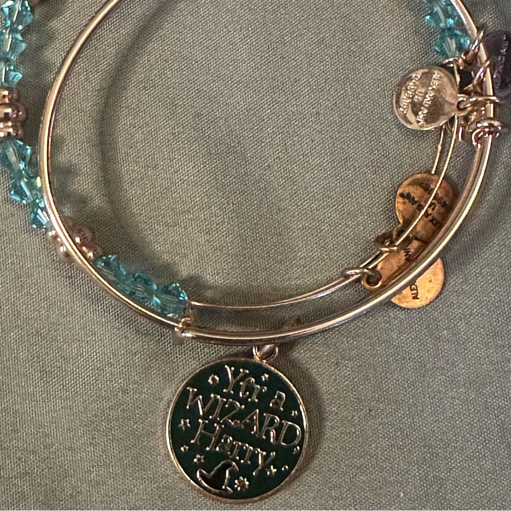 Alex & Ani x Harry Potter Teal, Rose gold Yer a Wizard Harry beaded Bracelet Set
